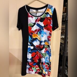 Simply Art Dolcezza Women's Multicolor Abstract Print Short Sleeve Dress